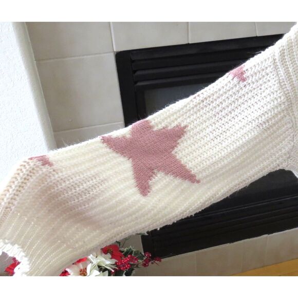 Polly & Esther Junior's Deconstructed Star Sweater Cream/Pink XL EUC - Picture 5 of 10